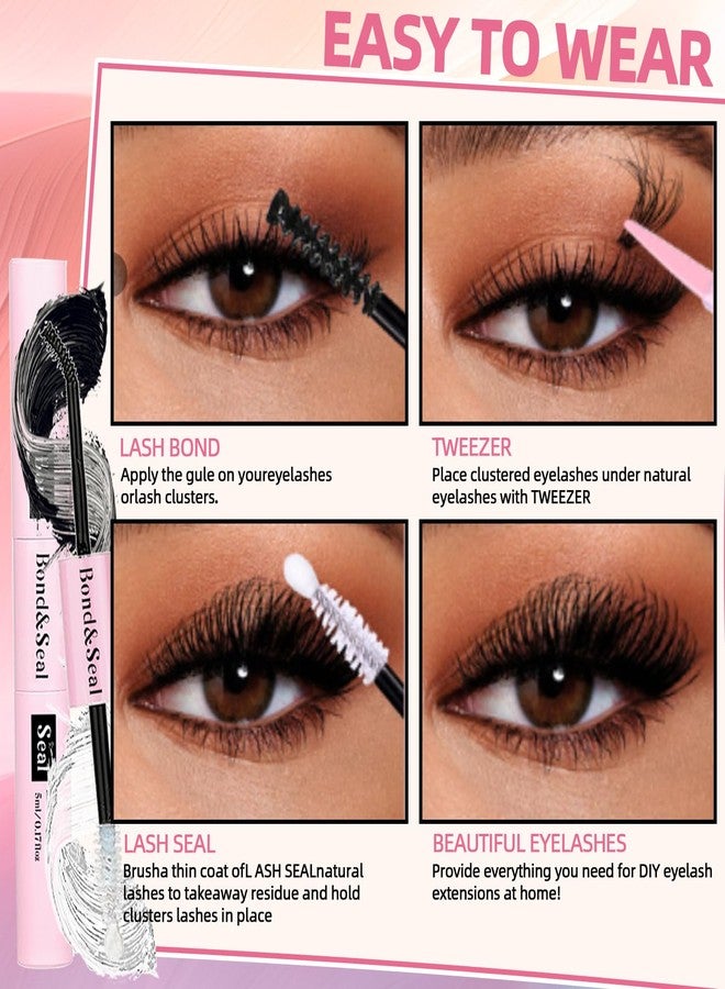 QUKLOGEN DIY Lash Extension Kit 802Pcs D Curl 4 styles Individual Lash with Bottom Lash Clusters Lash Bond and Seal,Quick Glue Remover Tweezers Eyelash Brush Mini Applicator (LASH002) - Image 5